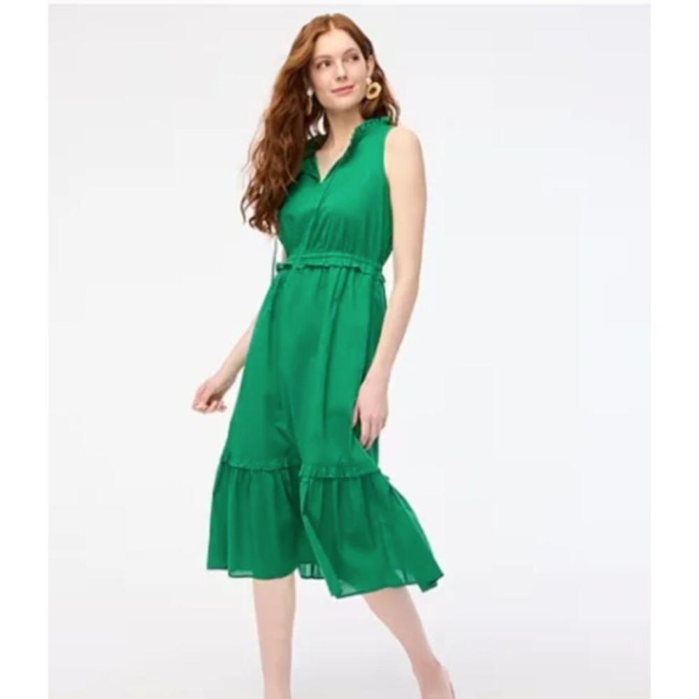 NWT J.Crew Factory Petite Tie-Front Midi Dress Size OP Summer Party Work Picnic